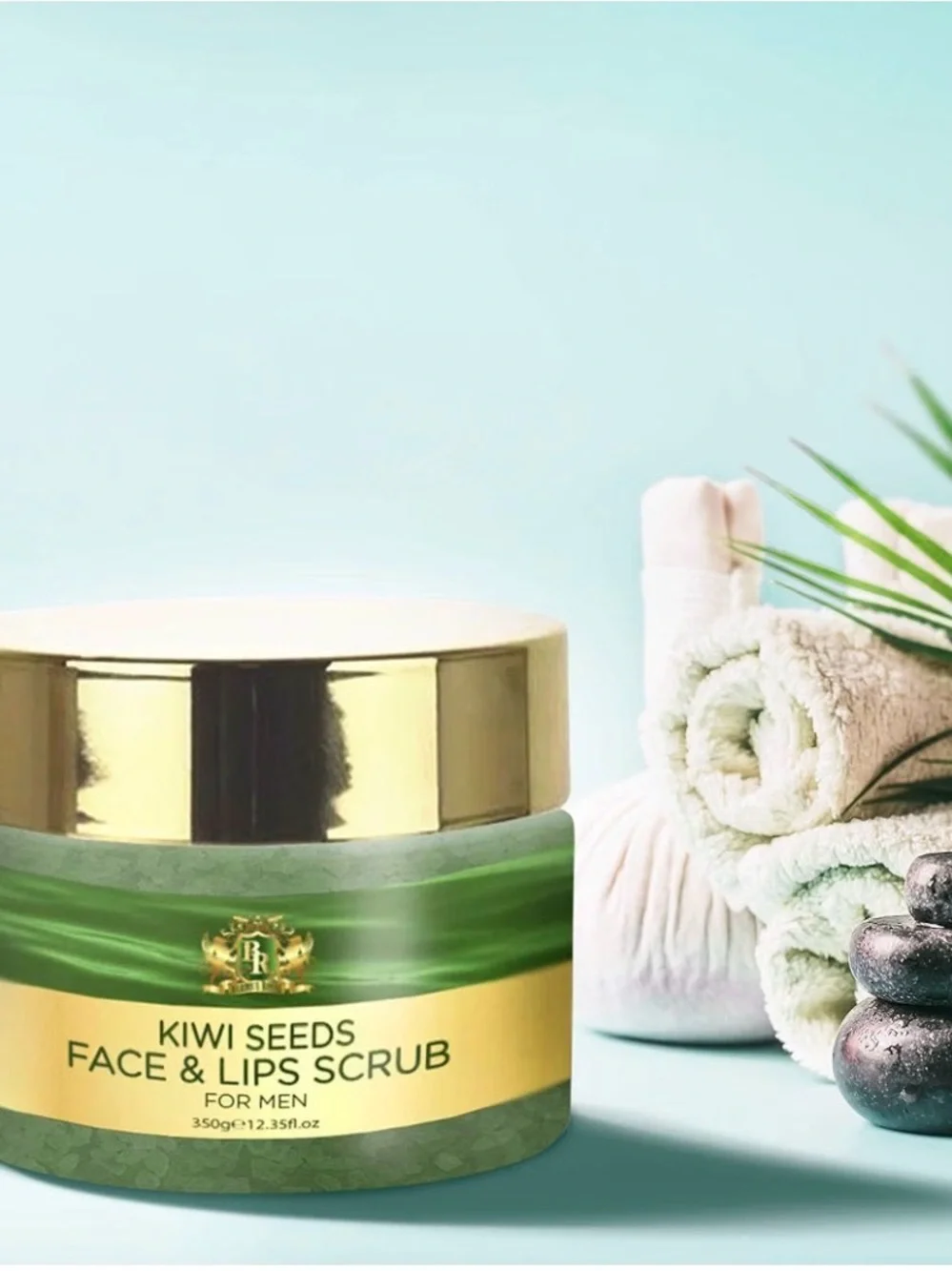 Baroque Royal Kiwi Sugar Exfoliating Face and Lip Scrub for Men, Natural Facial
